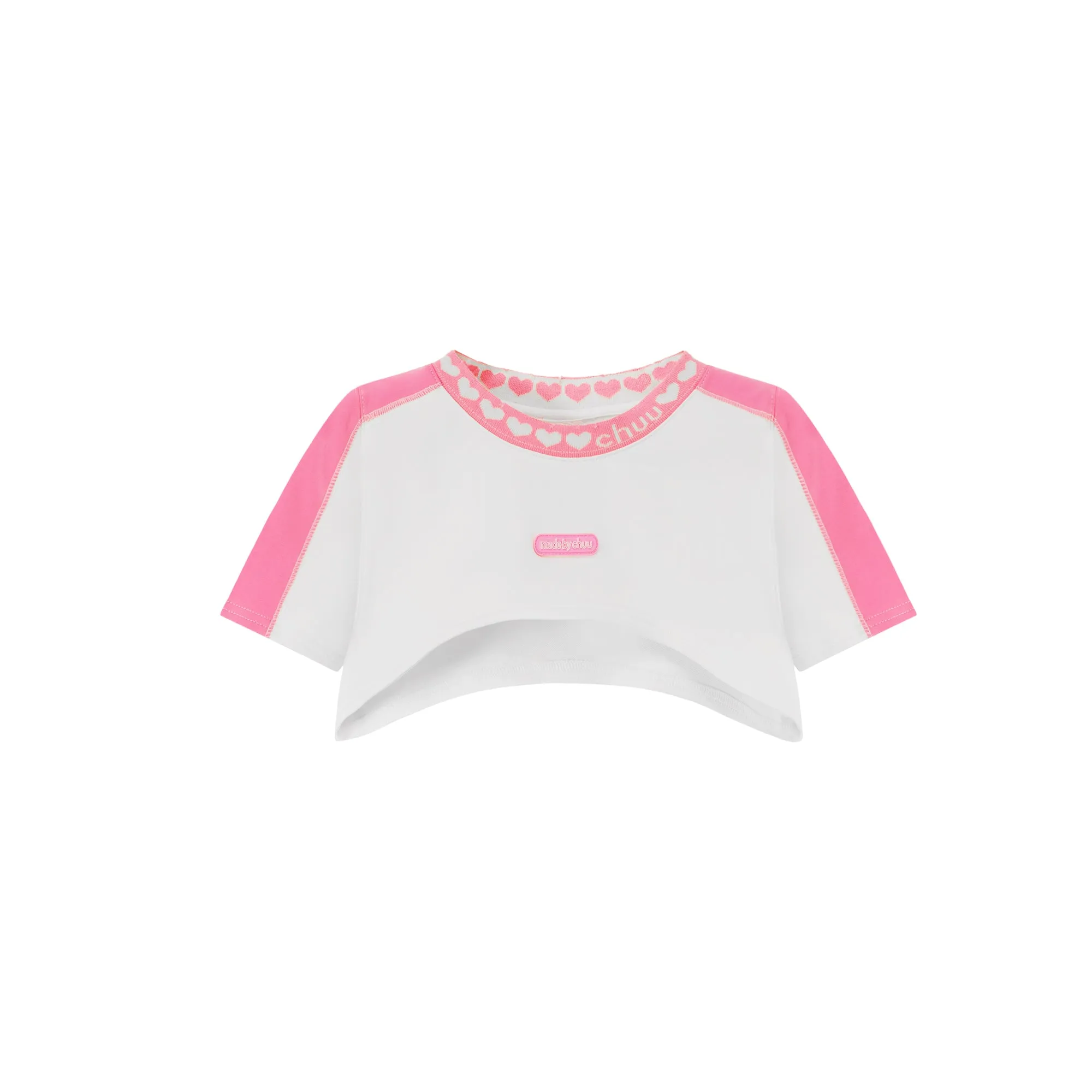Contrast Ultra Cropped Heart Neckline T-Shirt