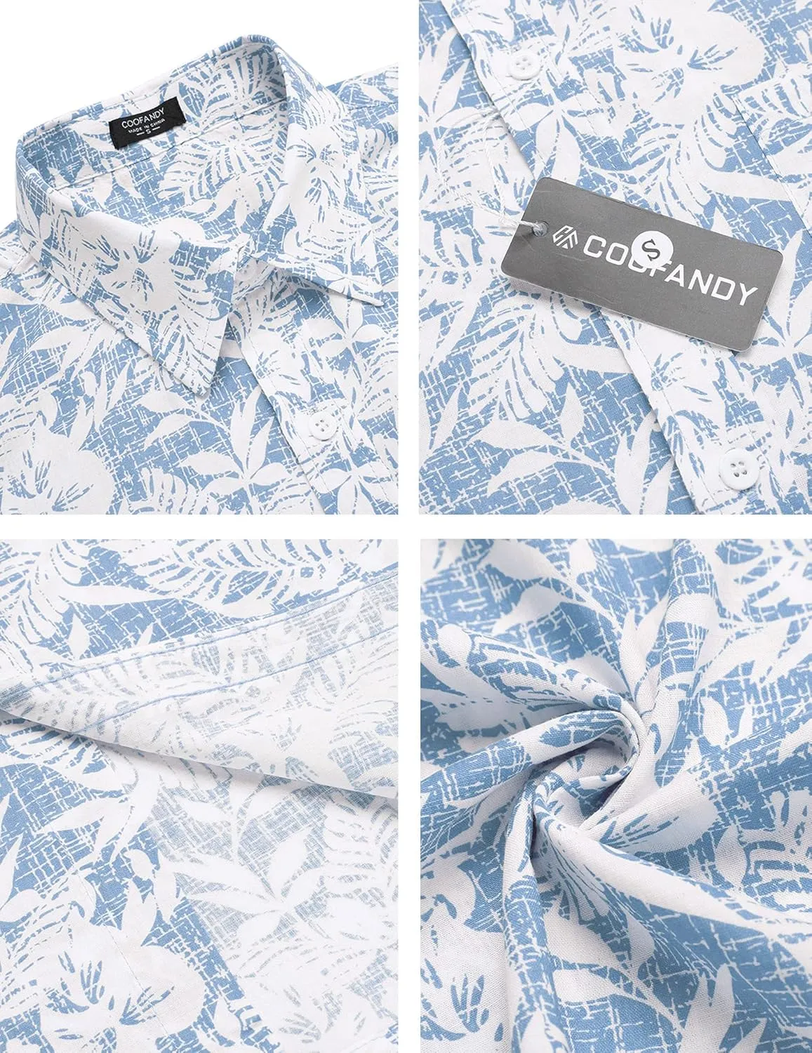 COOFANDY Men's Summer Beach Hawaiian Tropical Shirt Casual Short Sleeve Shirt