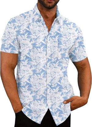 COOFANDY Men's Summer Beach Hawaiian Tropical Shirt Casual Short Sleeve Shirt