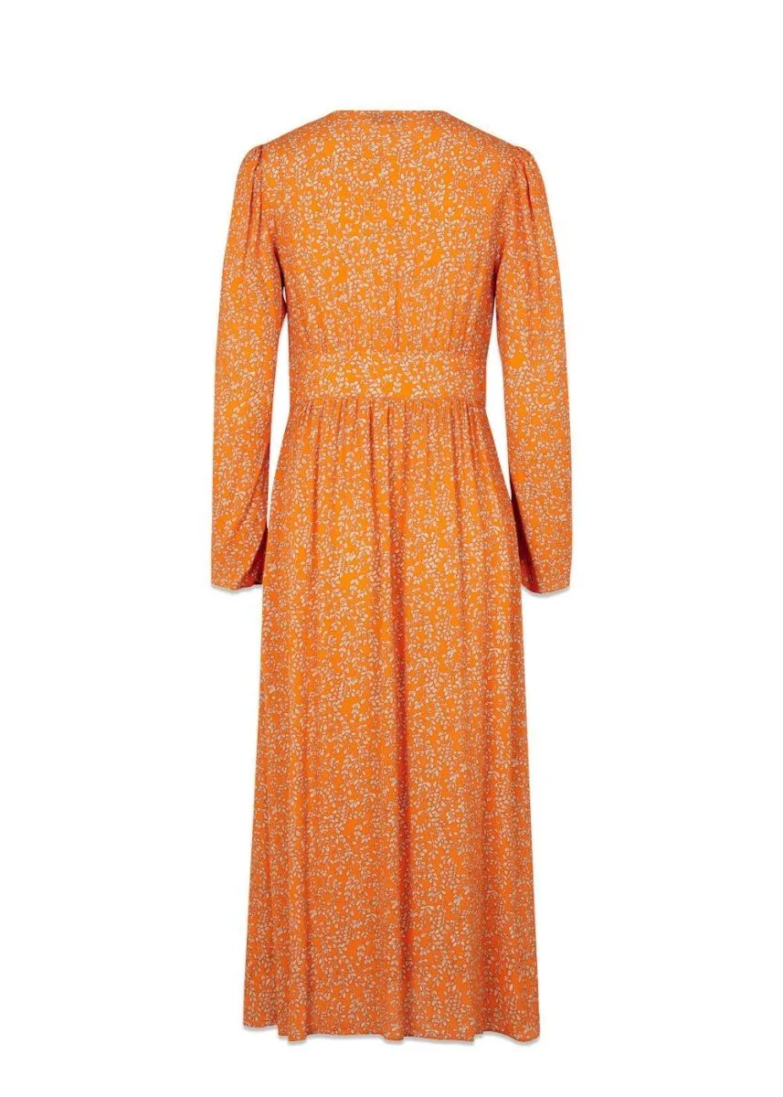CorinnaMD print dress - Vibrant Orange Flower Leaf
