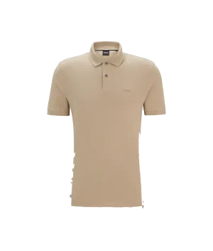Cotton Polo Shirt With Embroidered Logo - Beige