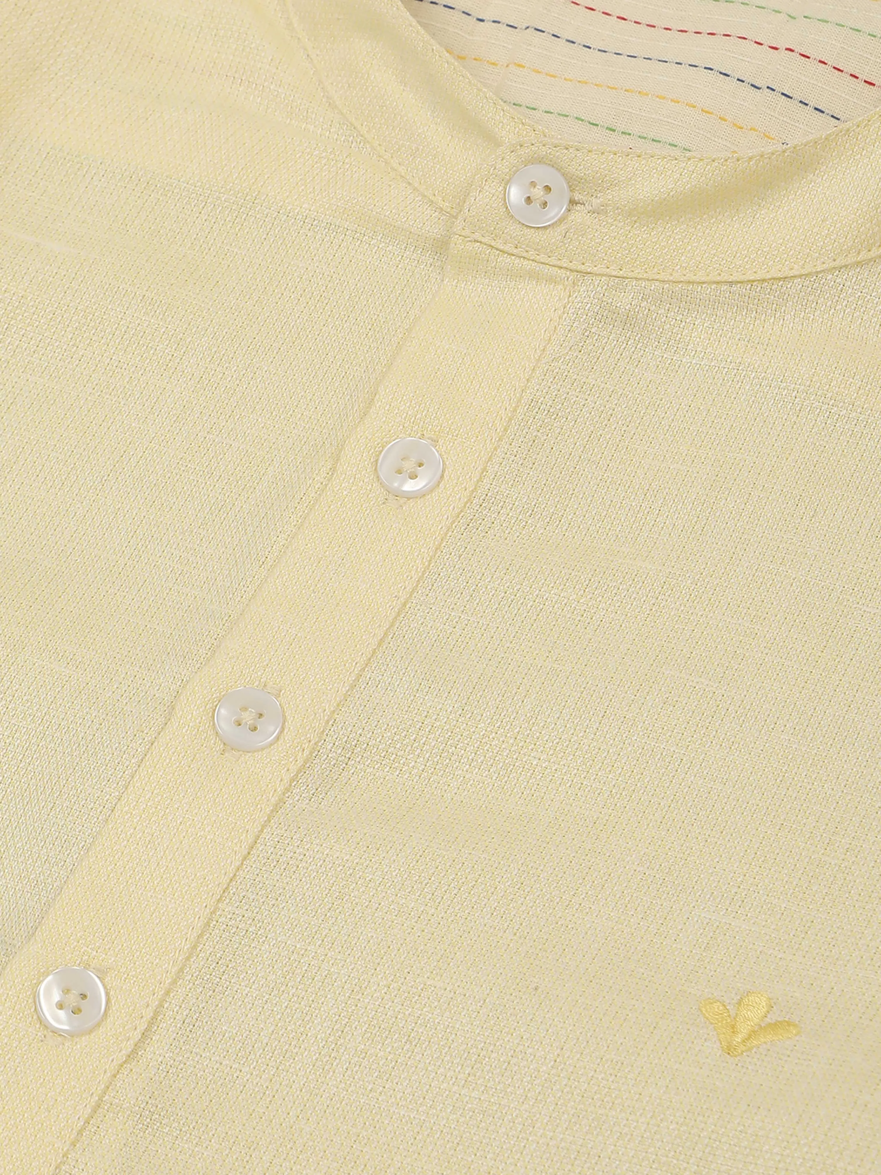 Cream Textured Short Kurta