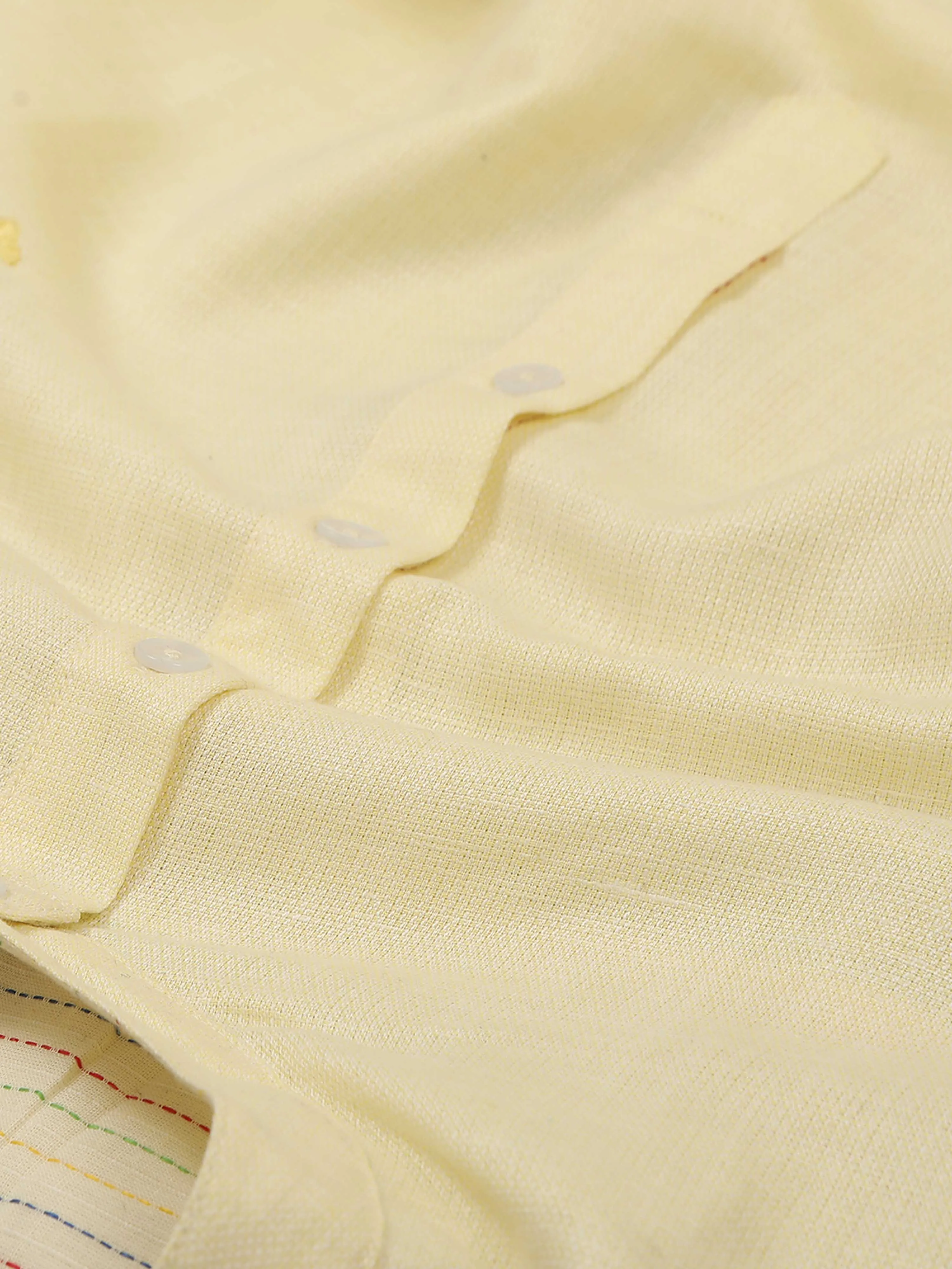 Cream Textured Short Kurta