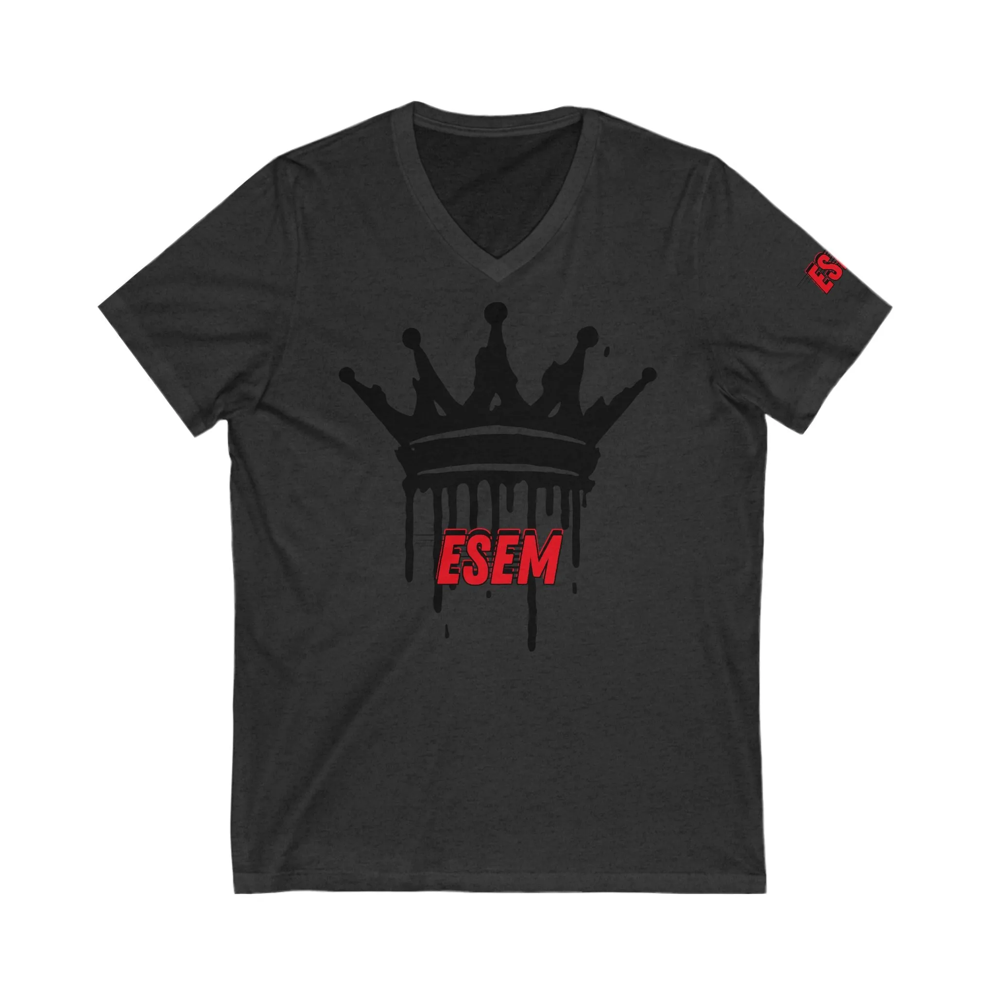 Crown Black (ESEM) - Unisex Jersey Short Sleeve V-Neck Tee
