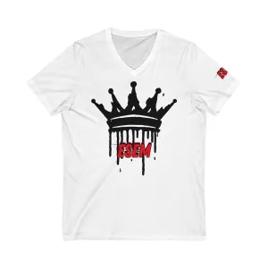 Crown Black (ESEM) - Unisex Jersey Short Sleeve V-Neck Tee
