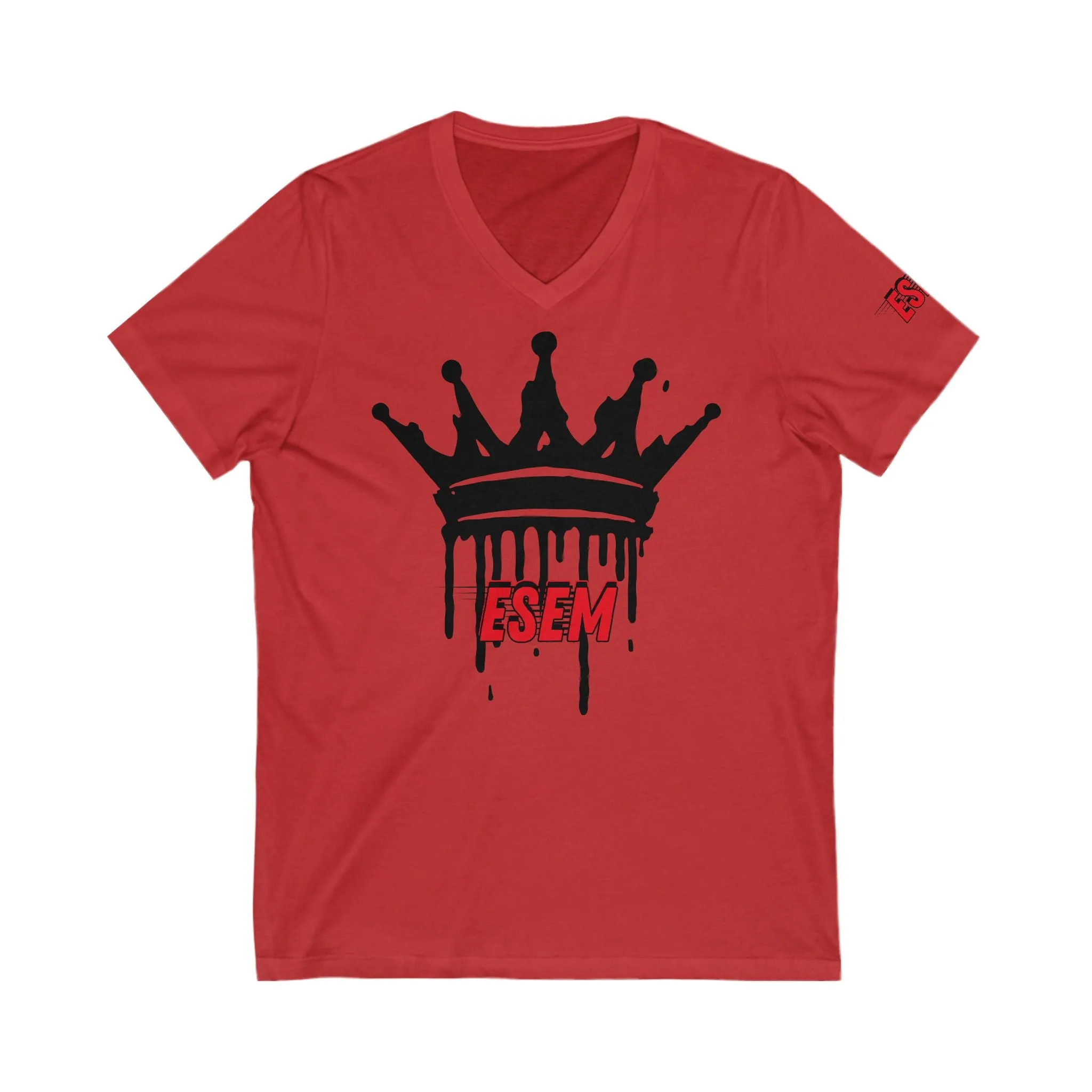 Crown Black (ESEM) - Unisex Jersey Short Sleeve V-Neck Tee