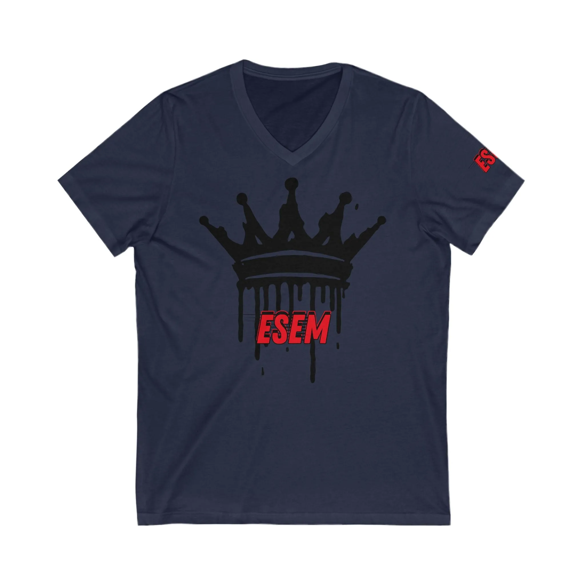Crown Black (ESEM) - Unisex Jersey Short Sleeve V-Neck Tee