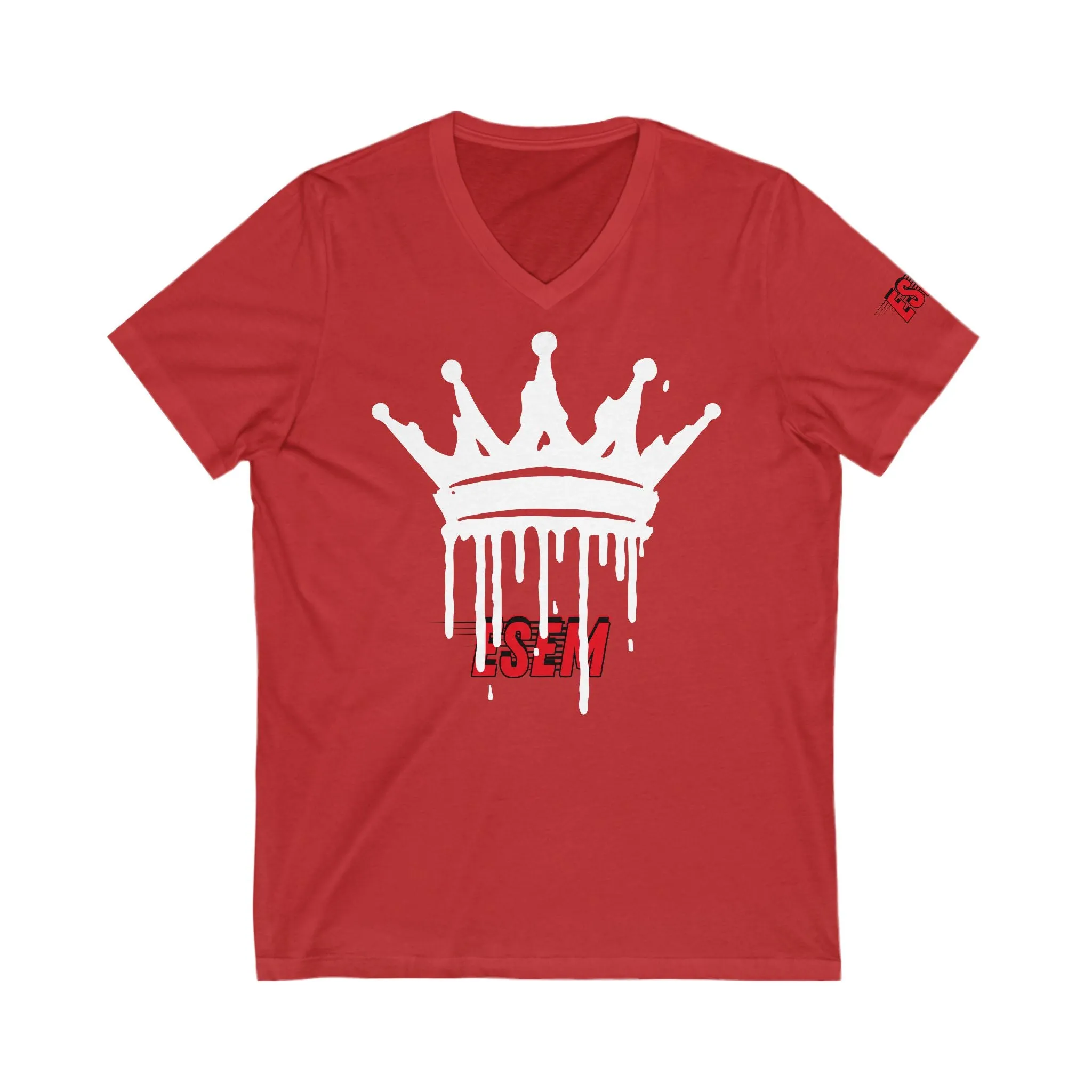 Crown White (ESEM) - Unisex Jersey Short Sleeve V-Neck Tee