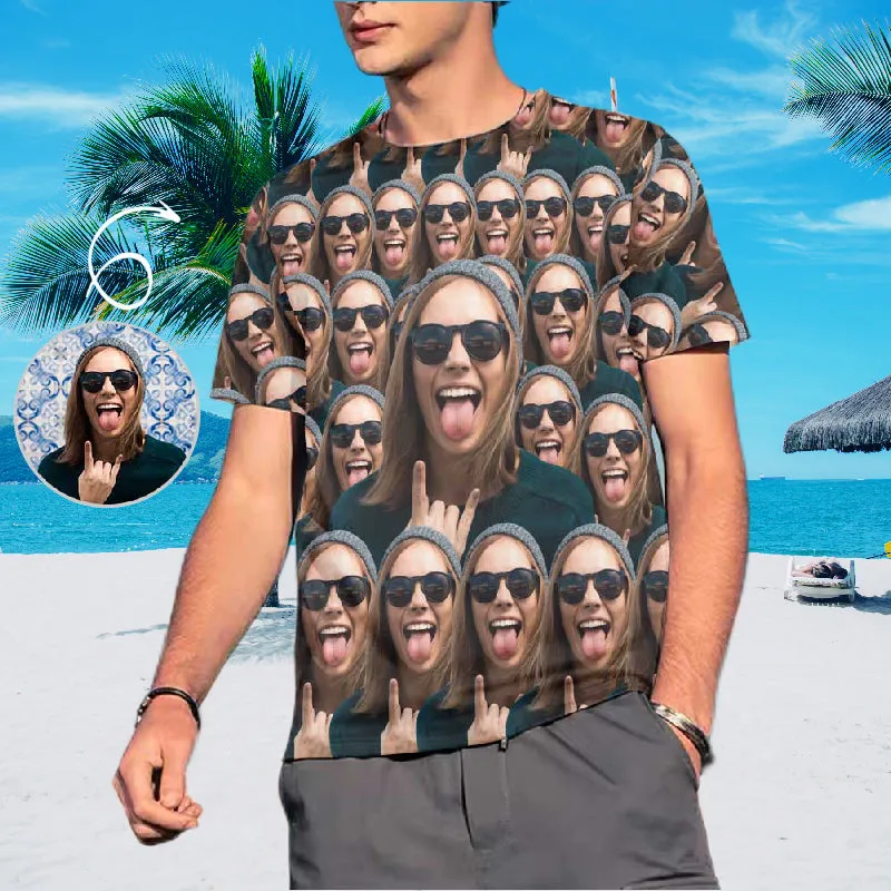 Custom Shirts with Cool Gesture Custom Face T-shirt - Flash Sale