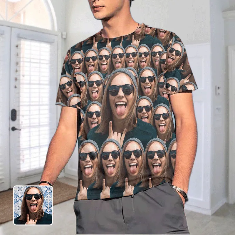 Custom Shirts with Cool Gesture Custom Face T-shirt - Flash Sale