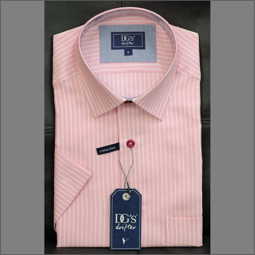 Dg's Pink with White Stripe Short Sleeve Shirt 