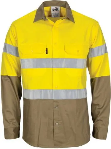 DNC 3784 HiVis Lightweight Cool-Breeze Vented Cotton Shirt with Tape - Long sleeve