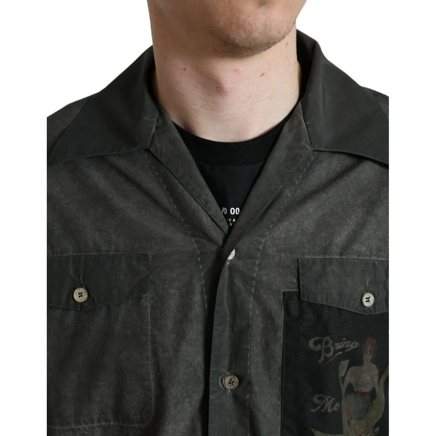 Dolce & Gabbana Elegant Dark Gray Cotton Button-Down Shirt