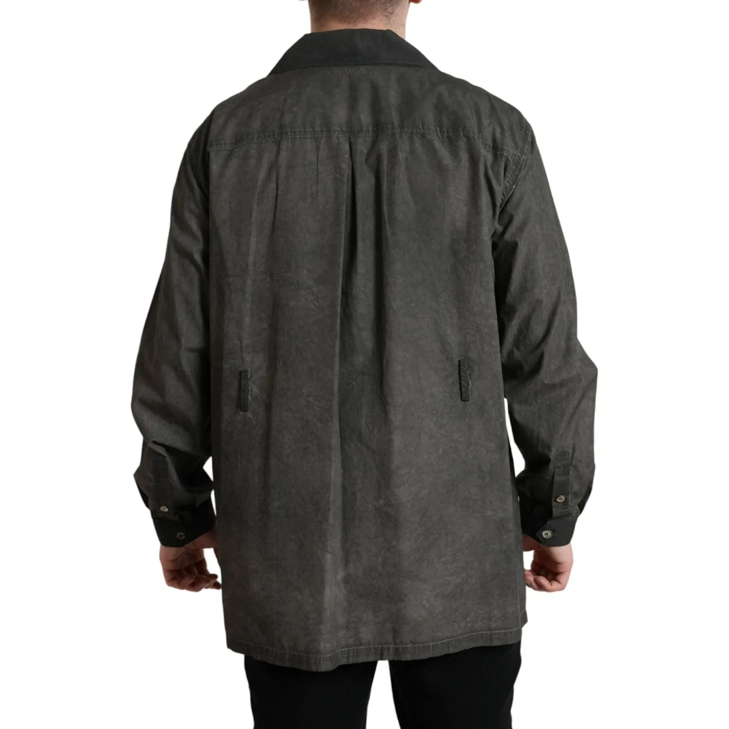 Dolce & Gabbana Elegant Dark Gray Cotton Button-Down Shirt
