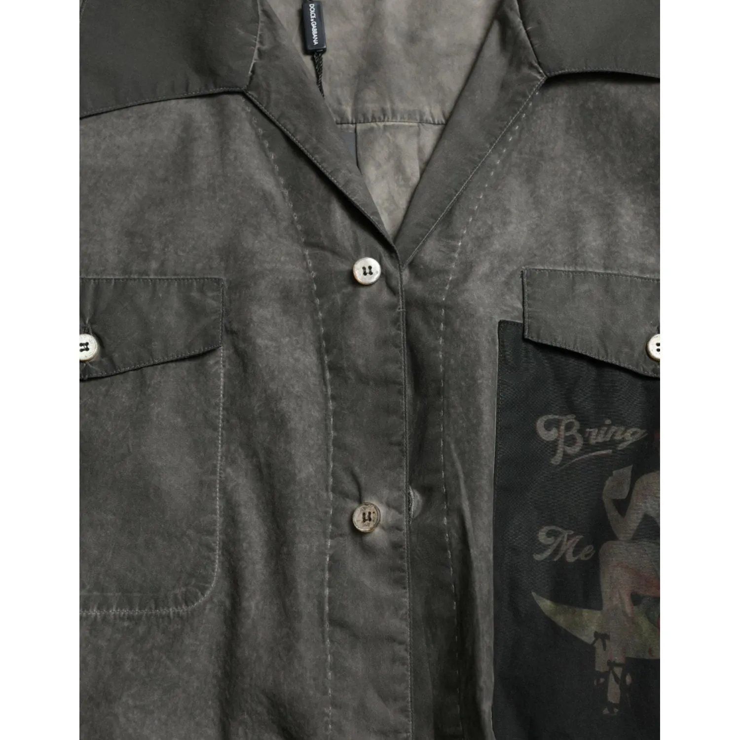 Dolce & Gabbana Elegant Dark Gray Cotton Button-Down Shirt