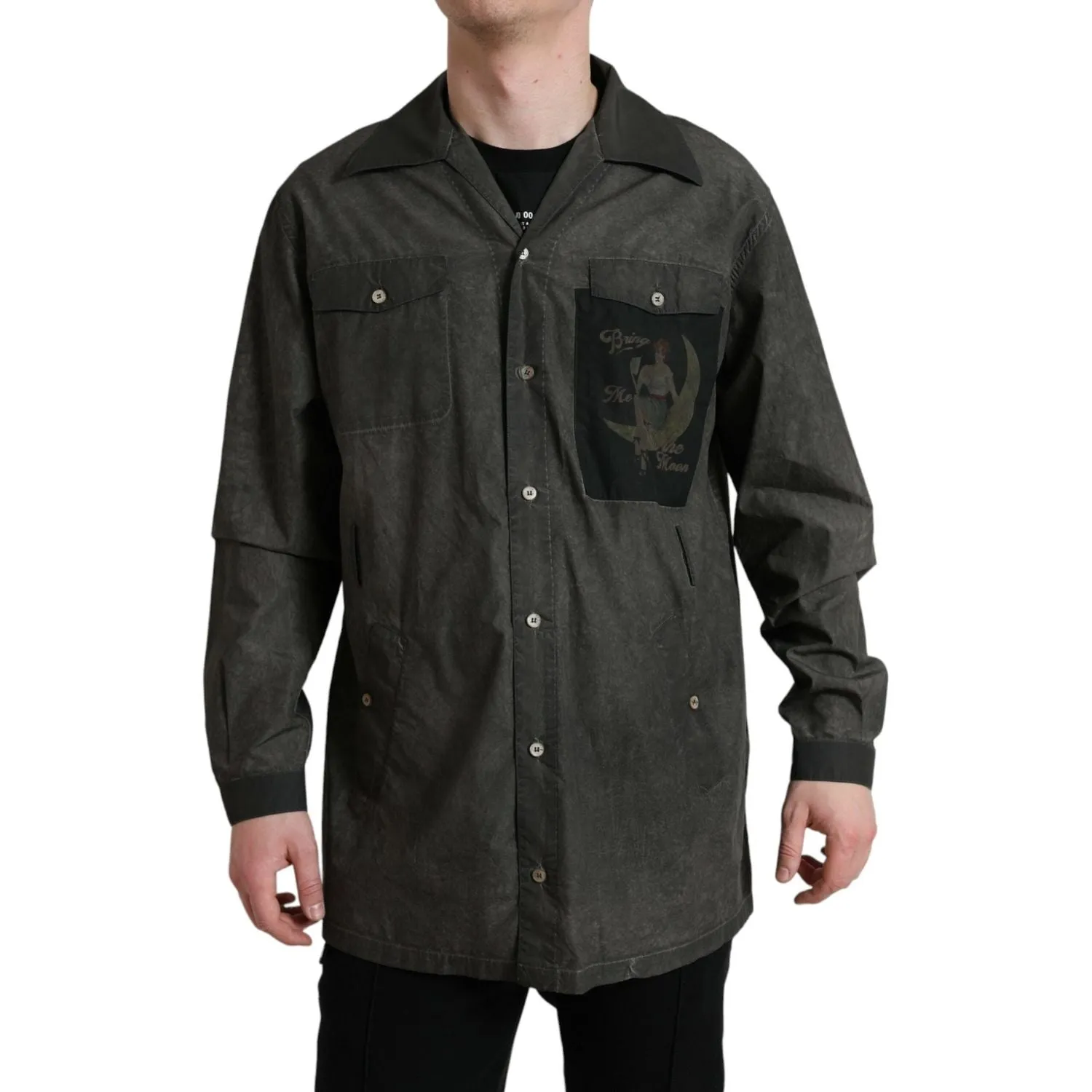 Dolce & Gabbana Elegant Dark Gray Cotton Button-Down Shirt