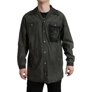Dolce & Gabbana Elegant Dark Gray Cotton Button-Down Shirt