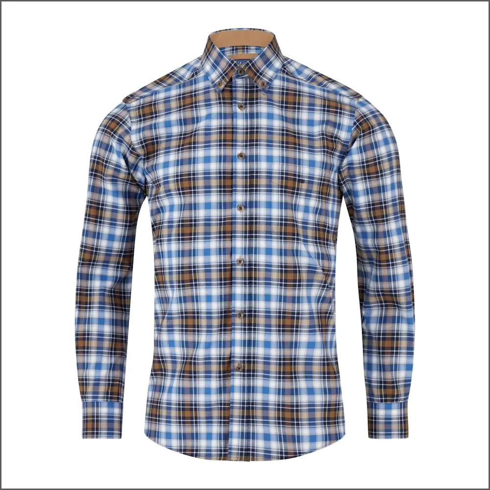 Drifter Ivano Tan, Blue Check Shirt<>