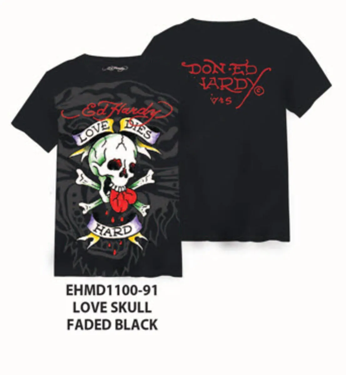 Ed Hardy Love Skull SS Tee - Faded Black