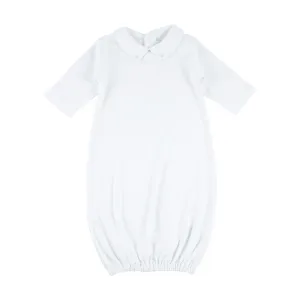 Embroidered Collar Day Gown, Lt.Blue Trim