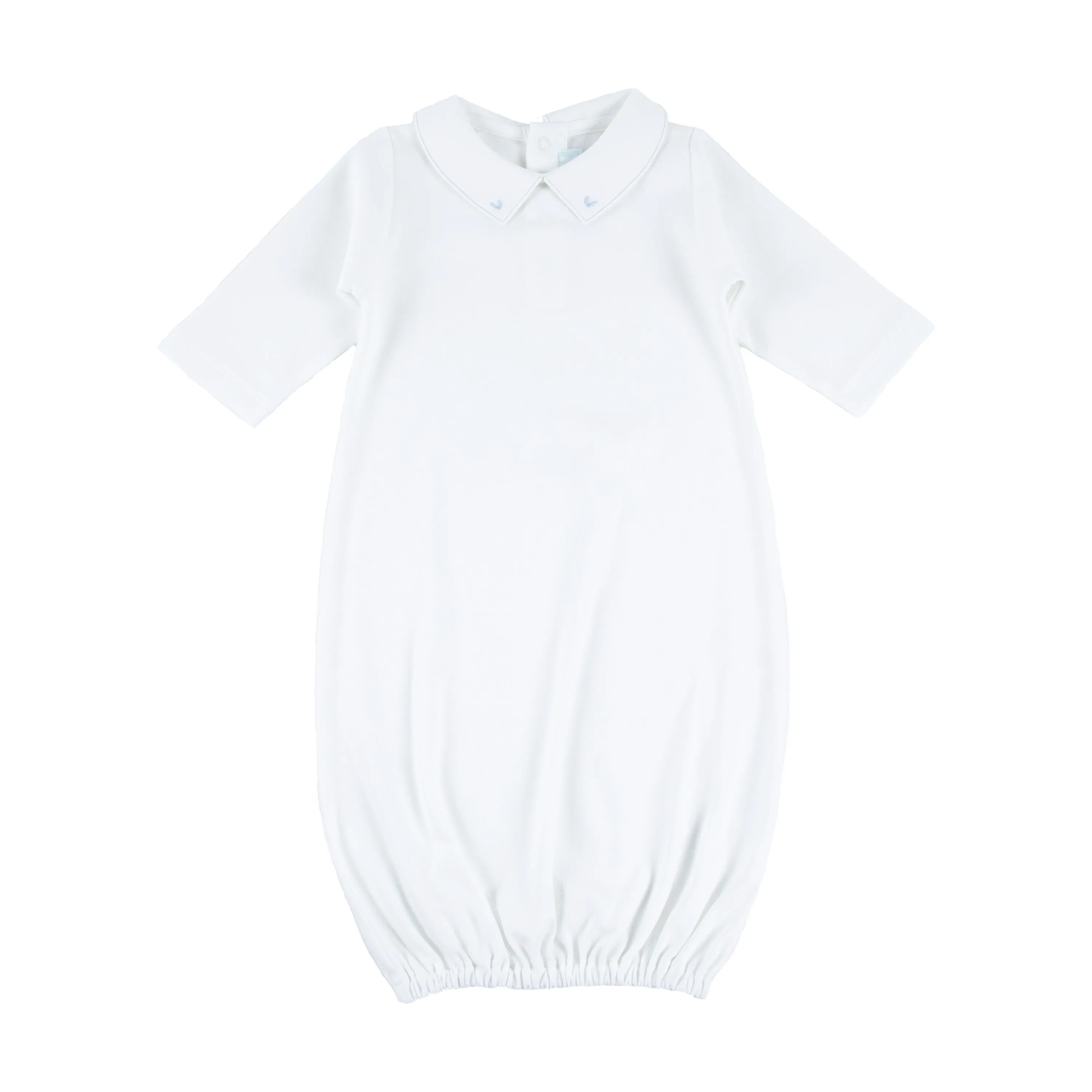 Embroidered Collar Day Gown, Lt.Blue Trim