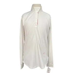 Essex Classics Talent Yarn L/S Show Shirt in White/Pink Horses - Children's XL