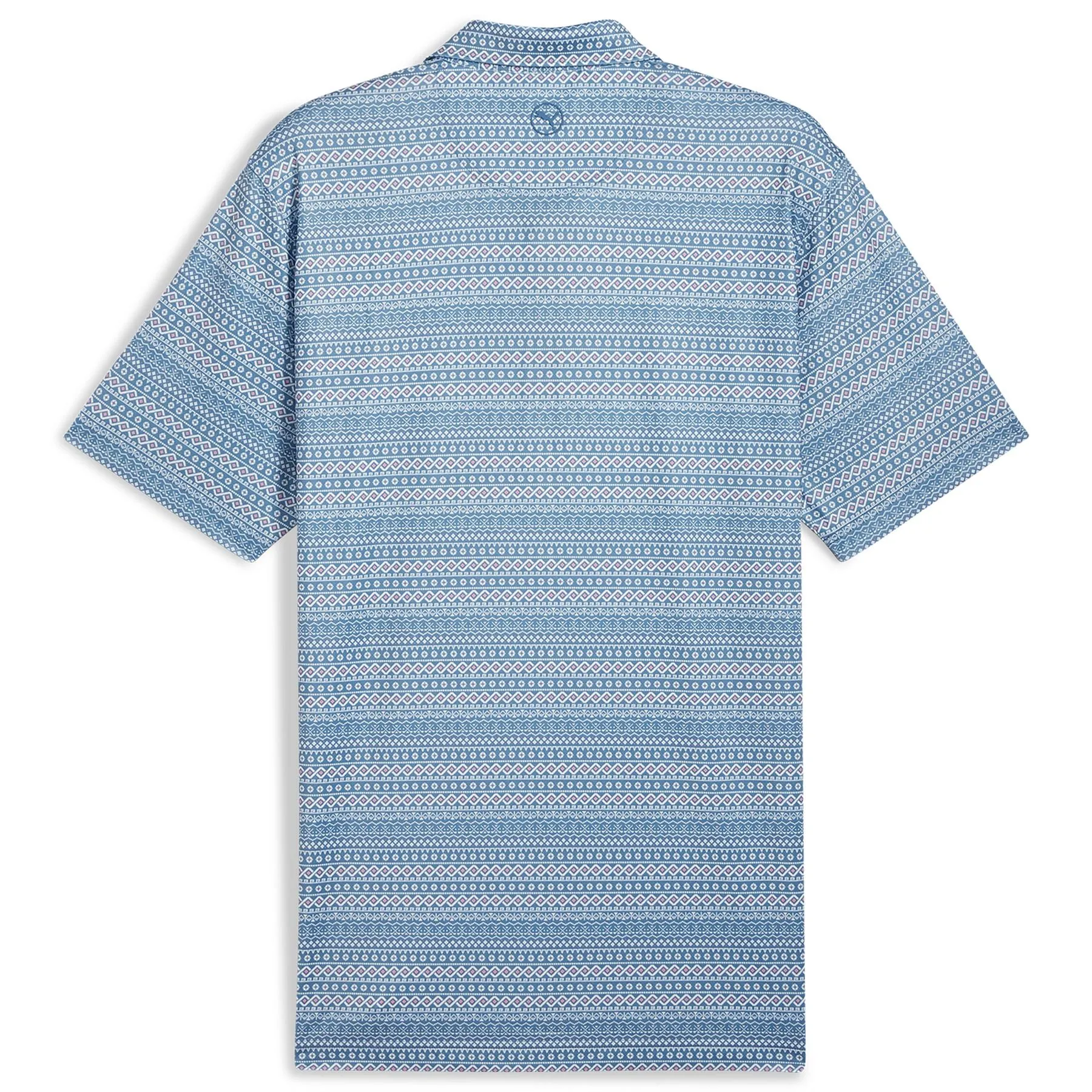 Fair Isle Micro Print Polo Blue Horizon/White Glow - AW24