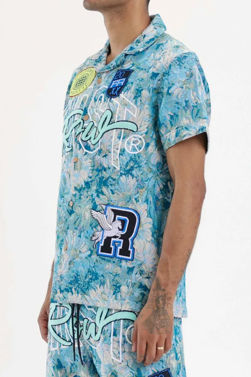 First Row - Tapestry Woven Bowling Shirts (Blue)