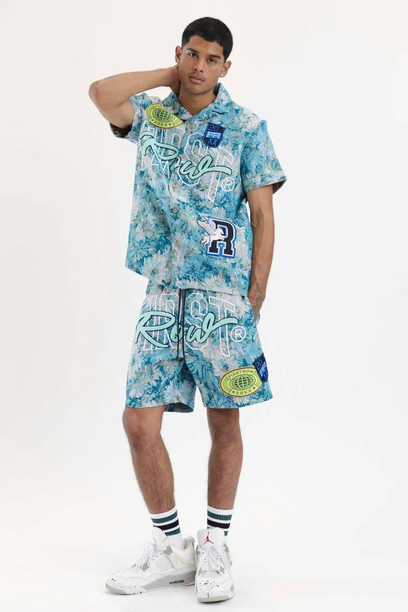 First Row - Tapestry Woven Bowling Shirts (Blue)