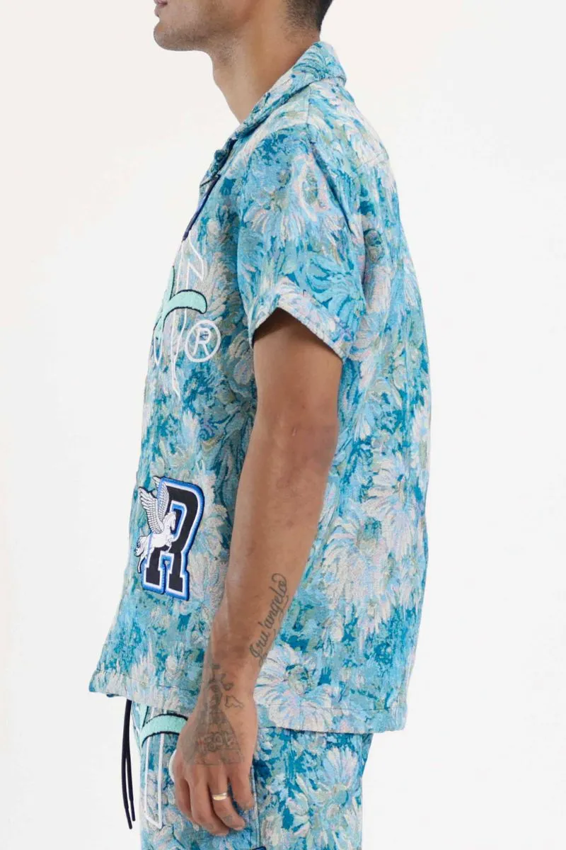 First Row - Tapestry Woven Bowling Shirts (Blue)