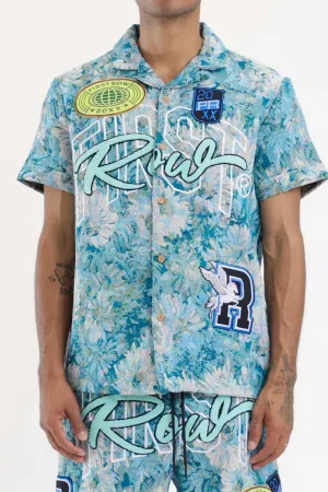 First Row - Tapestry Woven Bowling Shirts (Blue)