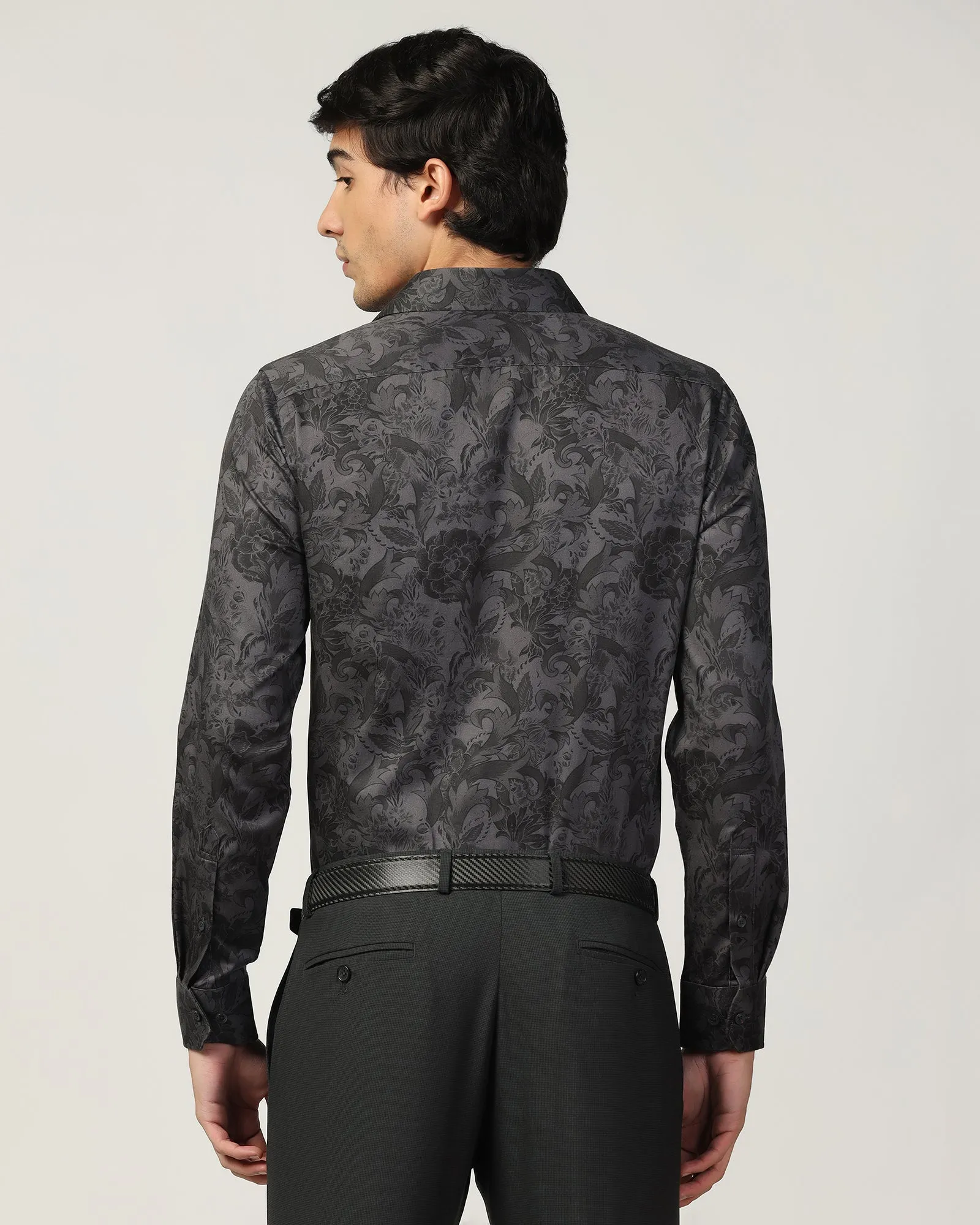 Formal Charcoal Printed Shirt - Iwaki