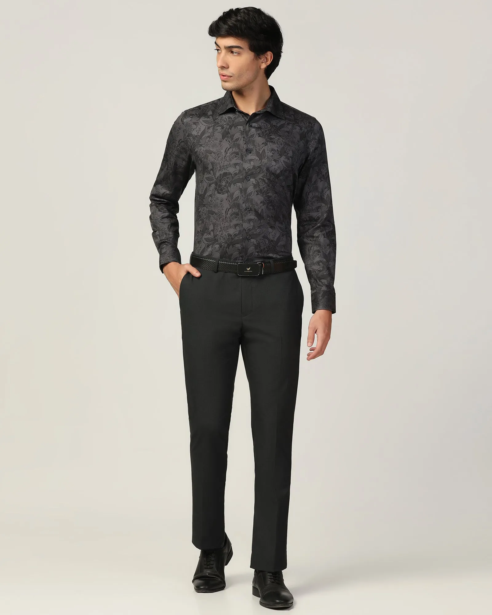 Formal Charcoal Printed Shirt - Iwaki