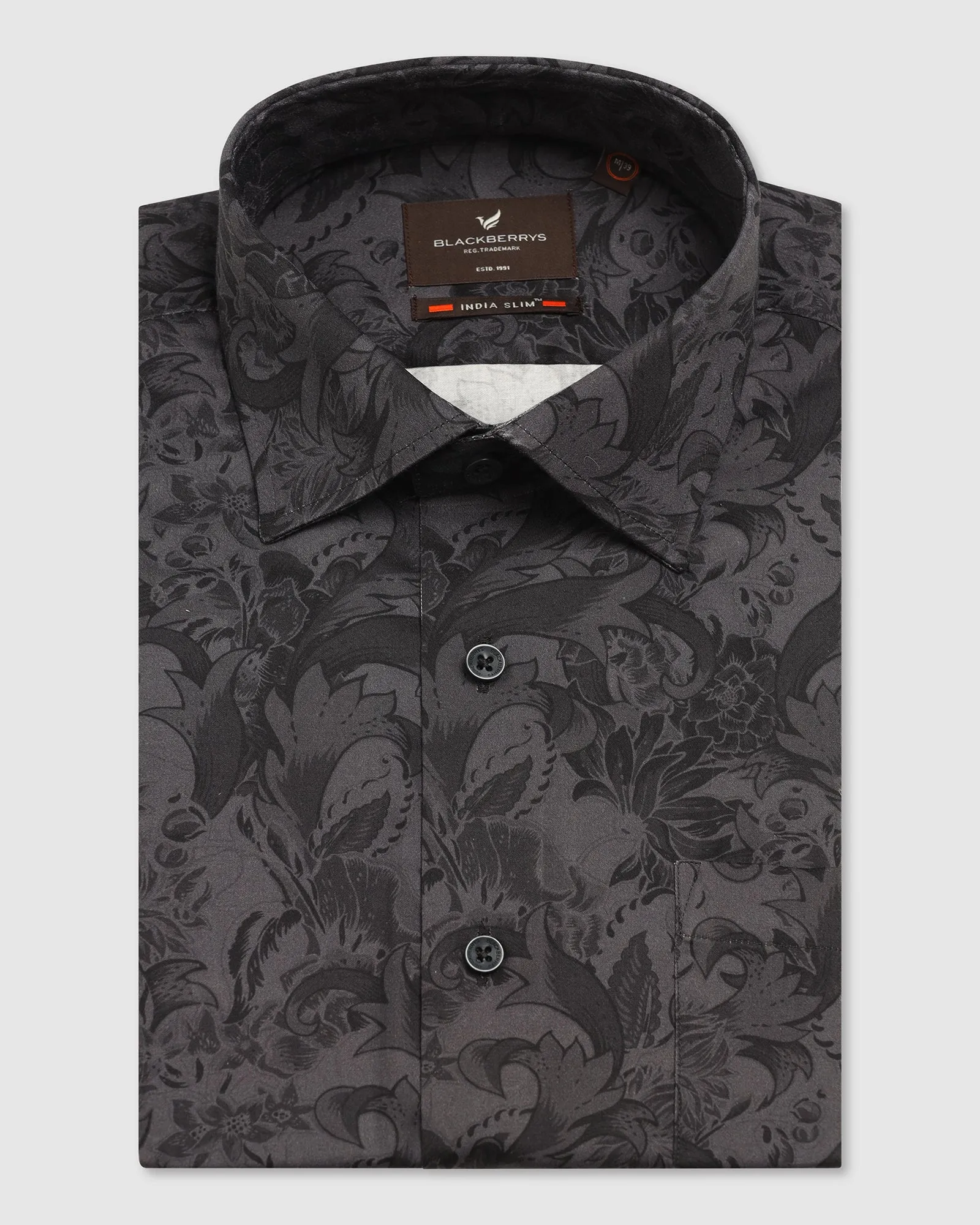 Formal Charcoal Printed Shirt - Iwaki