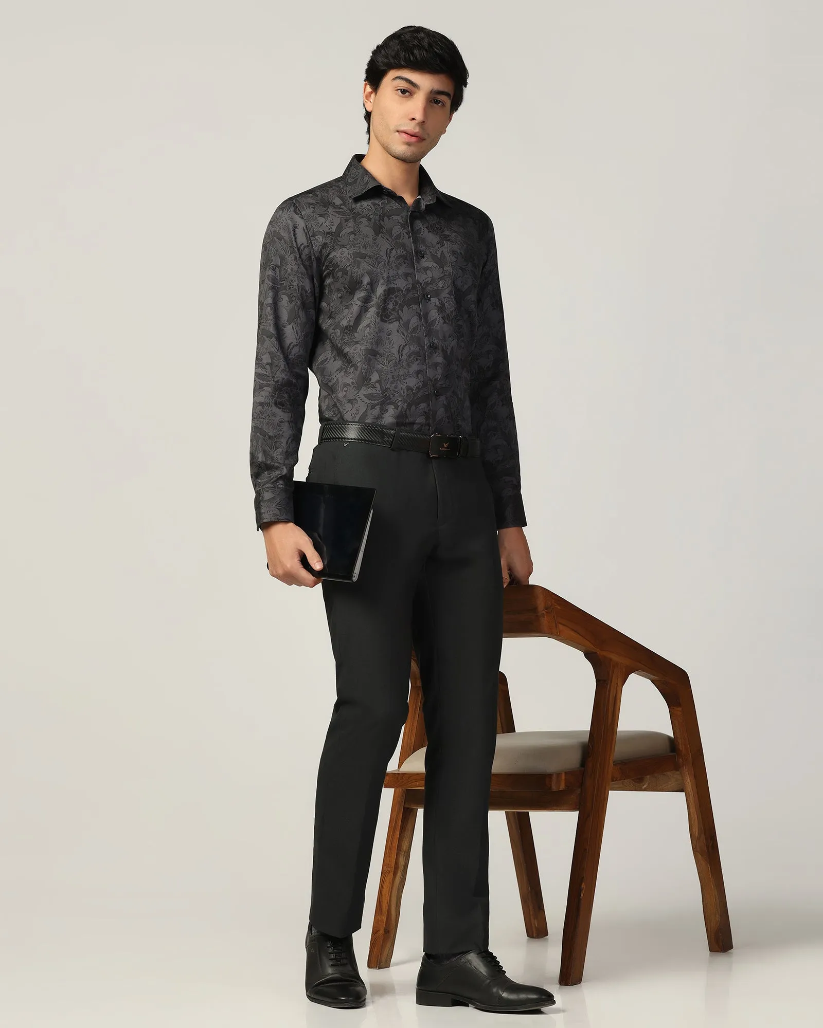 Formal Charcoal Printed Shirt - Iwaki