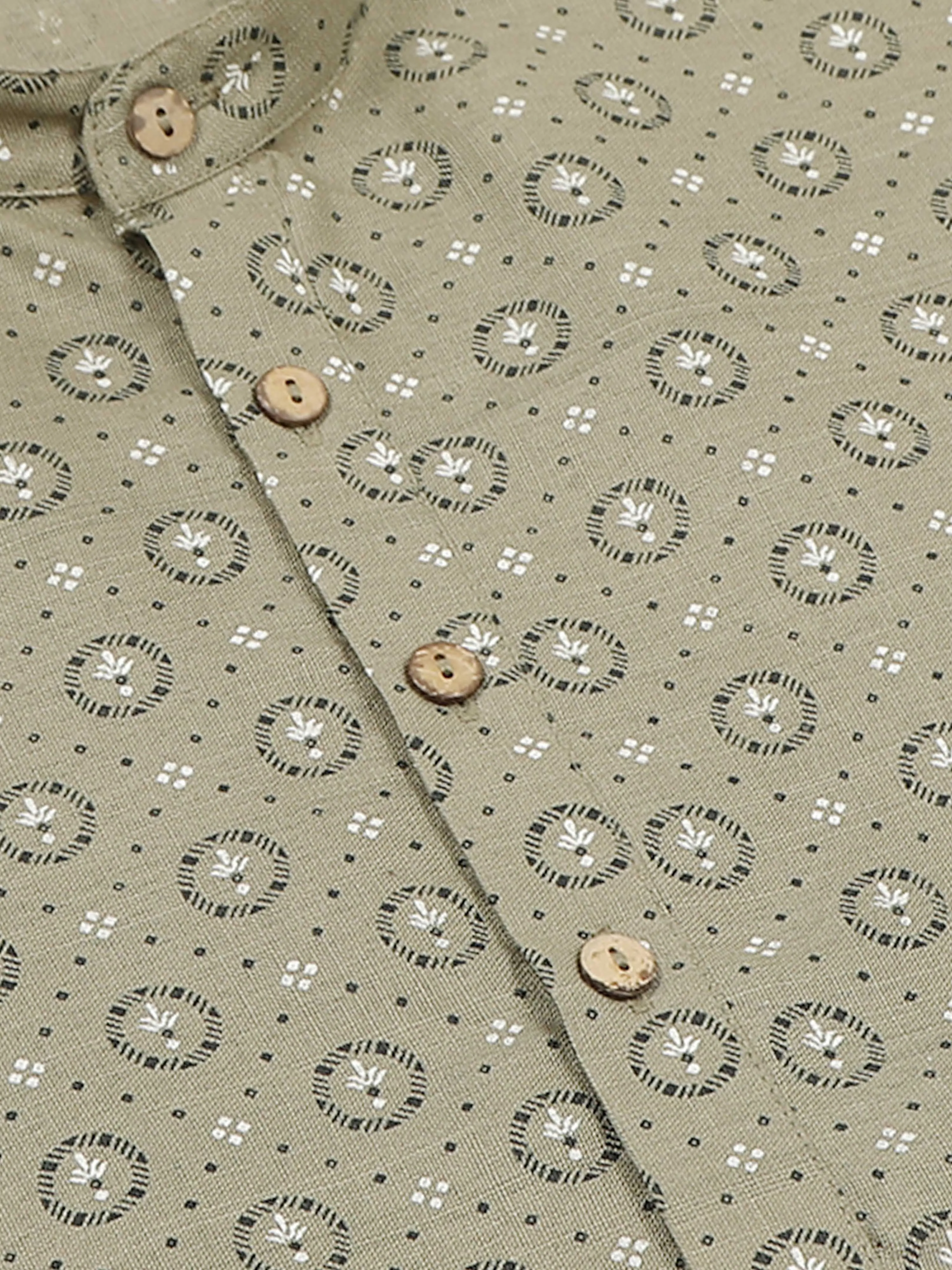 Grey Printed Short Kurta Full Sleeve
