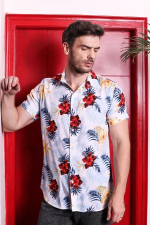 Halfsleeve  White/Red Printed Knit Shirt