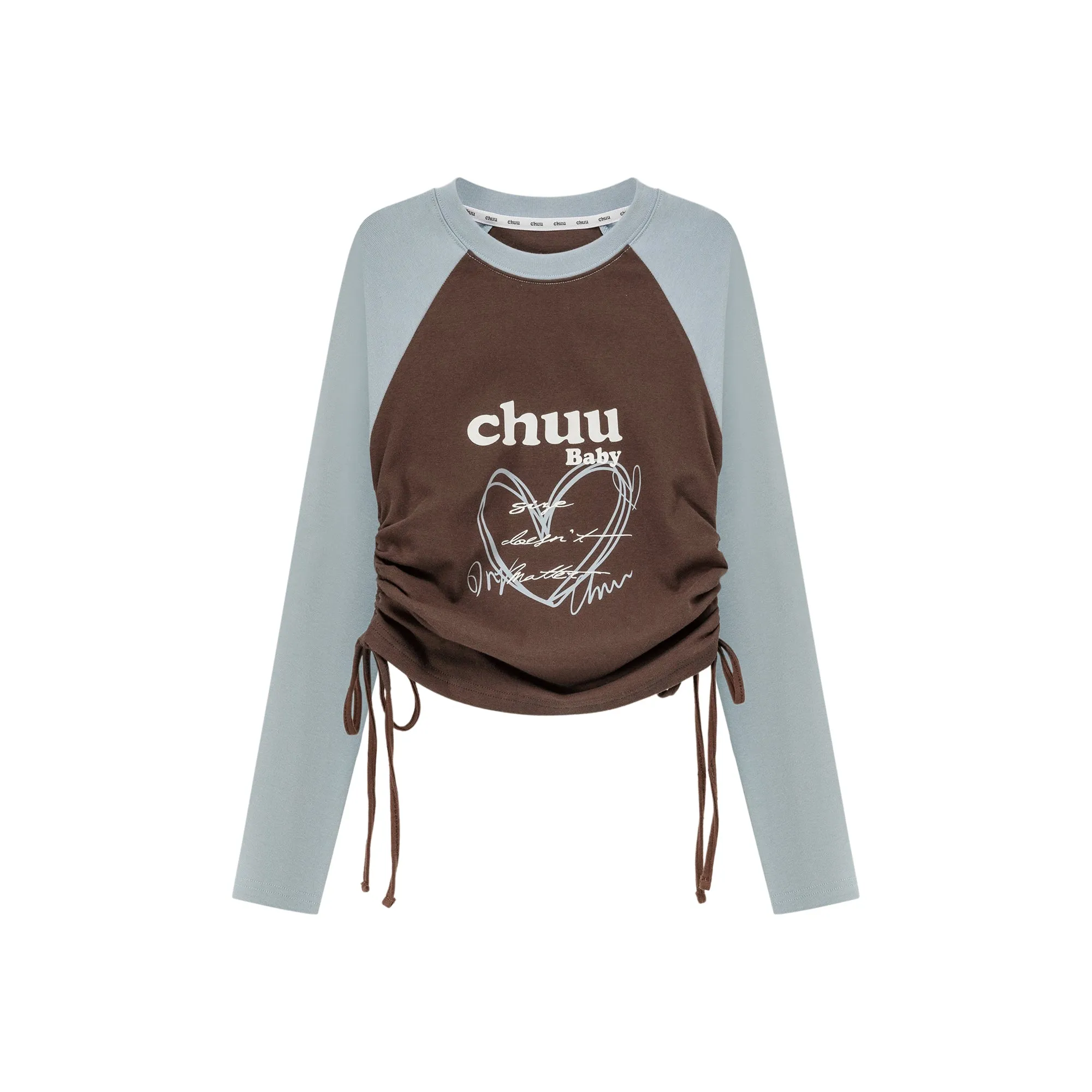 Heart Color Contrast Shirring T-Shirt