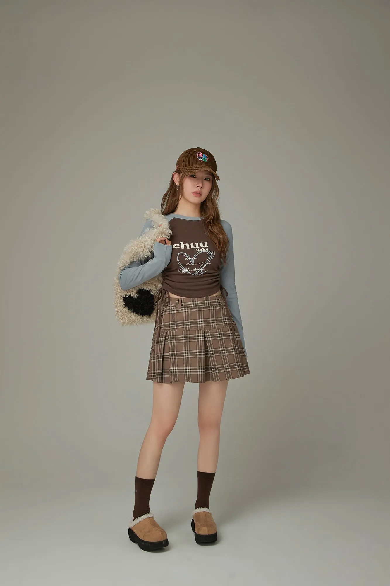 Heart Color Contrast Shirring T-Shirt