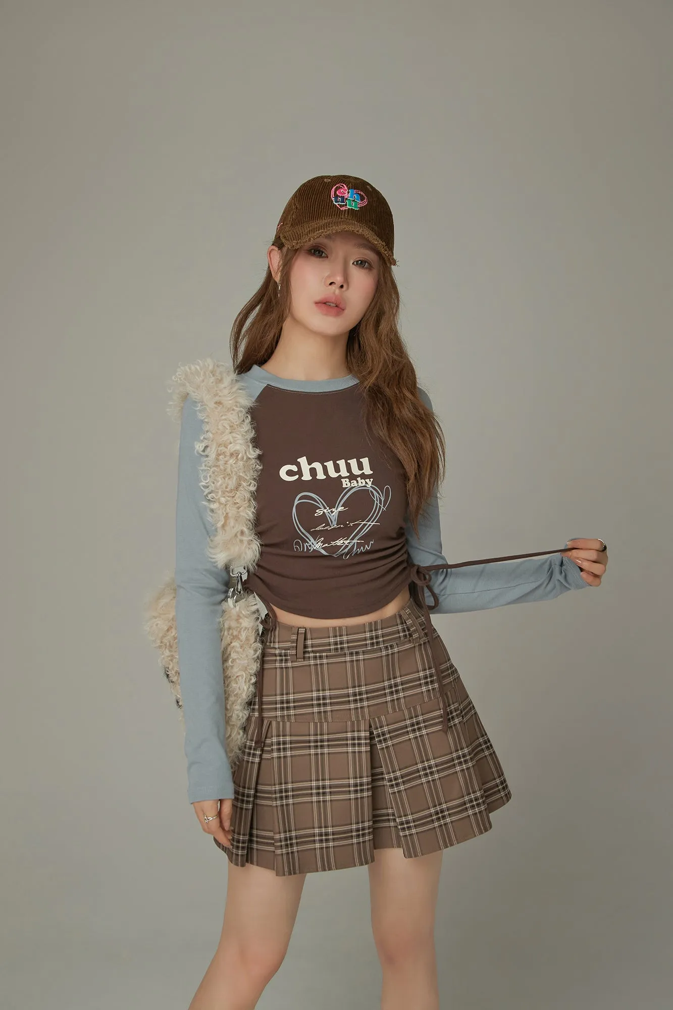 Heart Color Contrast Shirring T-Shirt