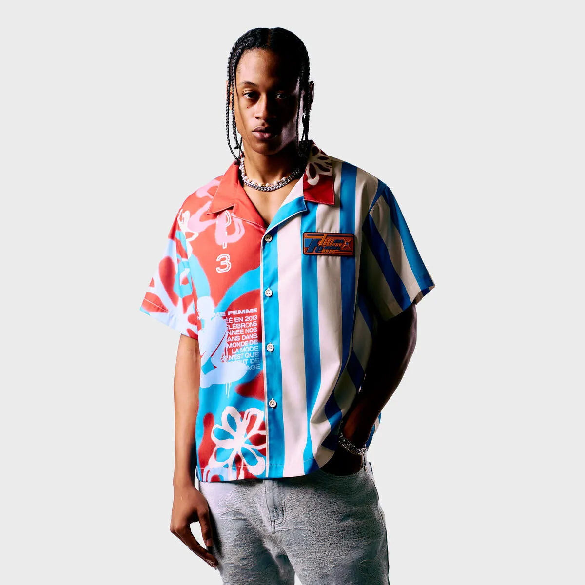 Homme   Femme "Wynwood" Striped Button Shirt - Clay
