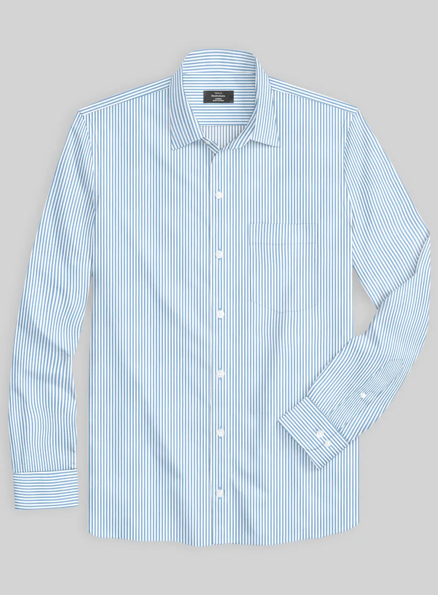 Italian Lombardo Mini Ice Blue Stripes Shirt