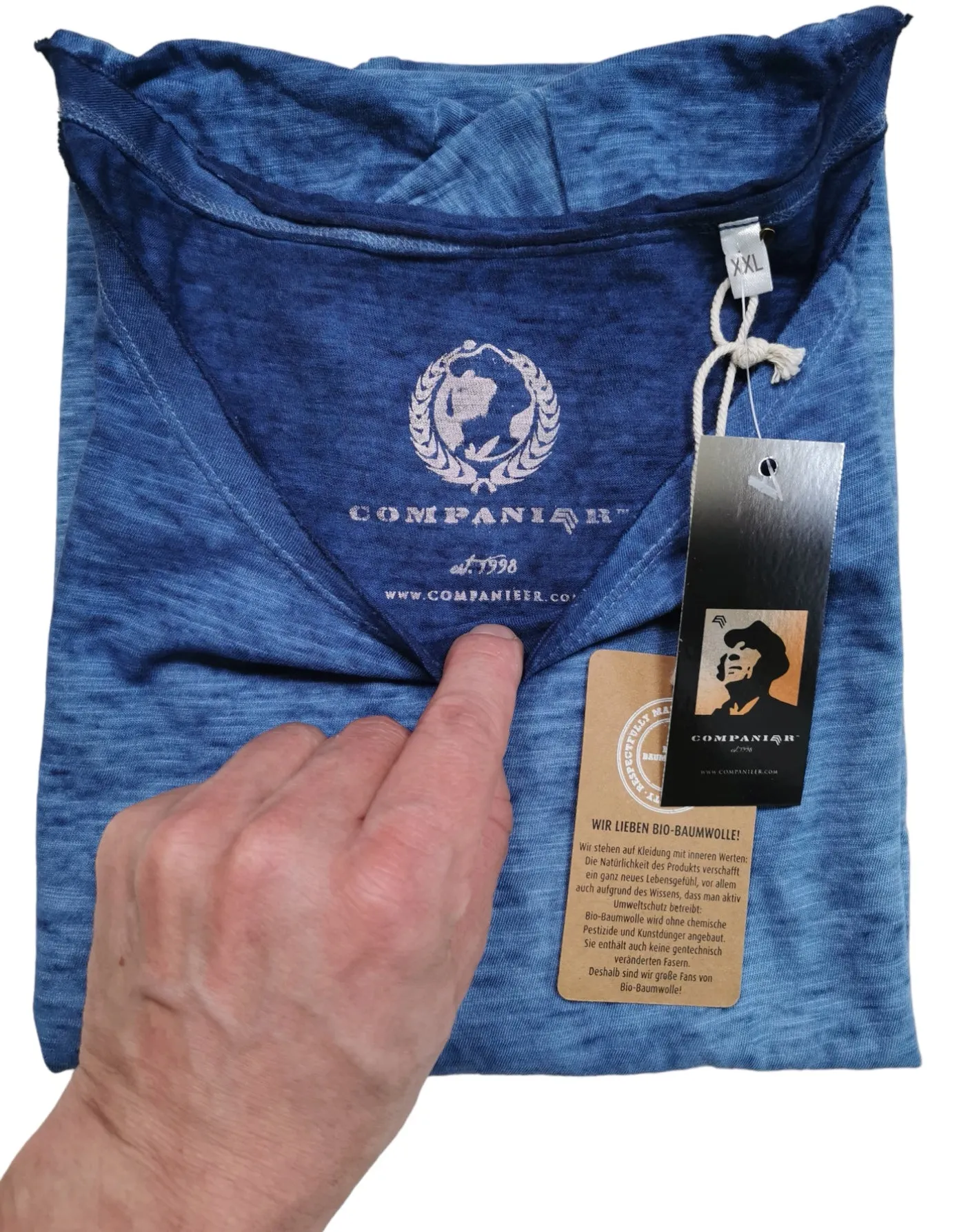 JAN 8015 ― Damen Bio-Baumwolle Flammgarn T-Shirt - Denim Blau