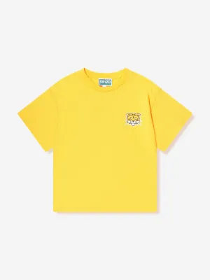 KENZO Boys Tiger Logo T-Shirt in Yellow