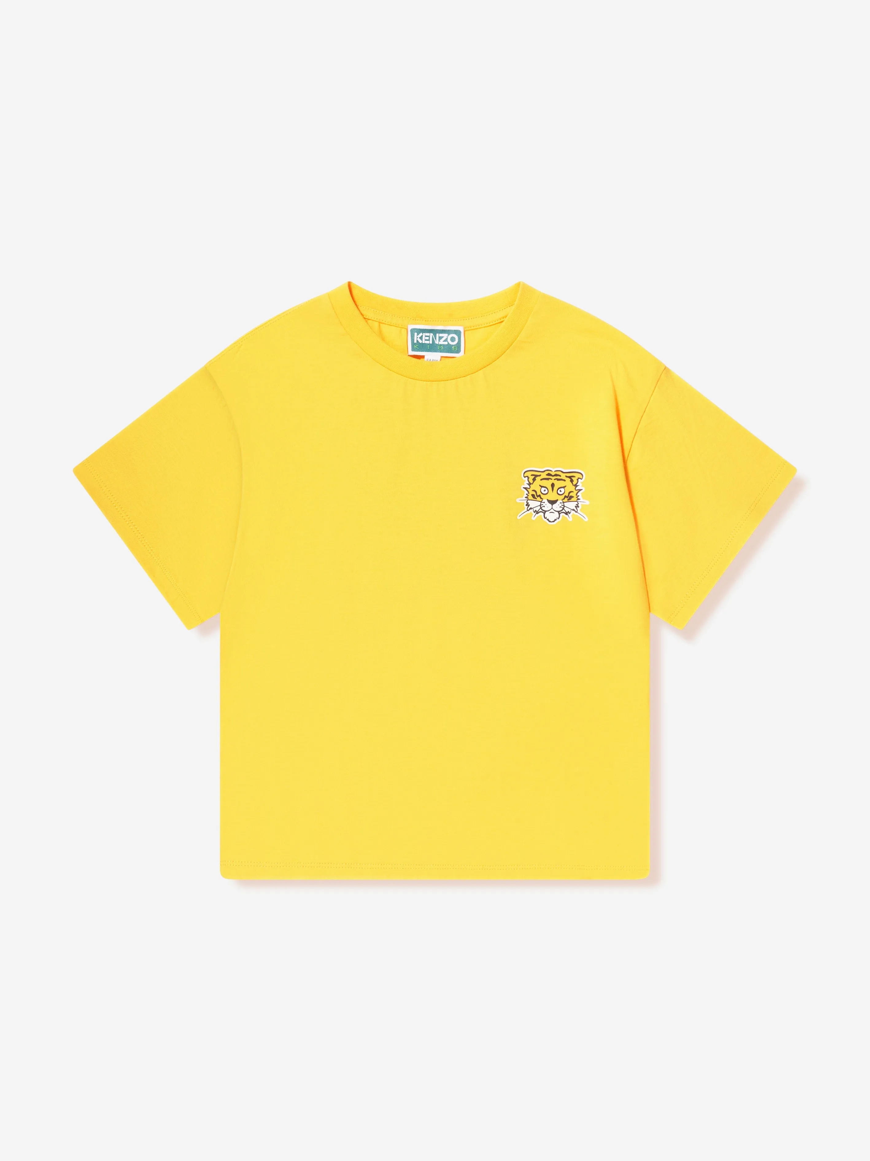 KENZO Boys Tiger Logo T-Shirt in Yellow