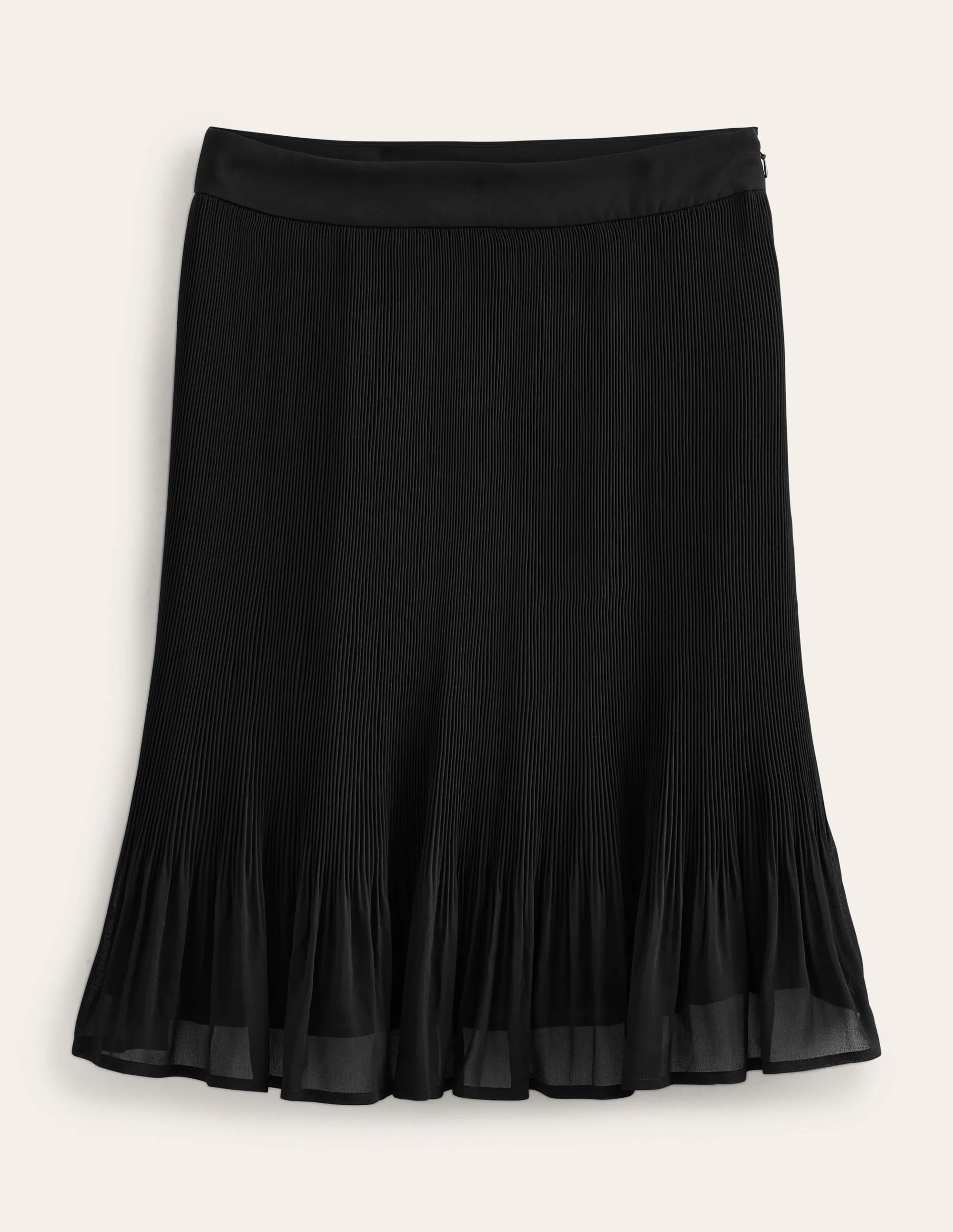 Knee Length Plisse Skirt-Black