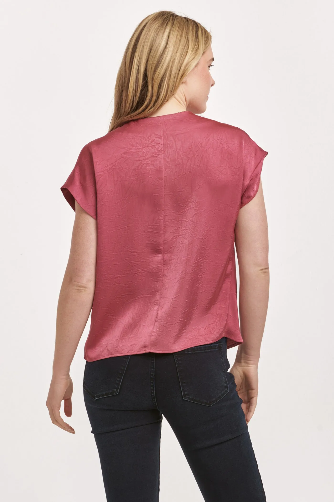 KRISTEN V-NECK SHORT SLEEVE BLOUSE LILAC ROSE