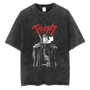 [KUJO] "Black Swordsman" Vintage Oversized T Shirt