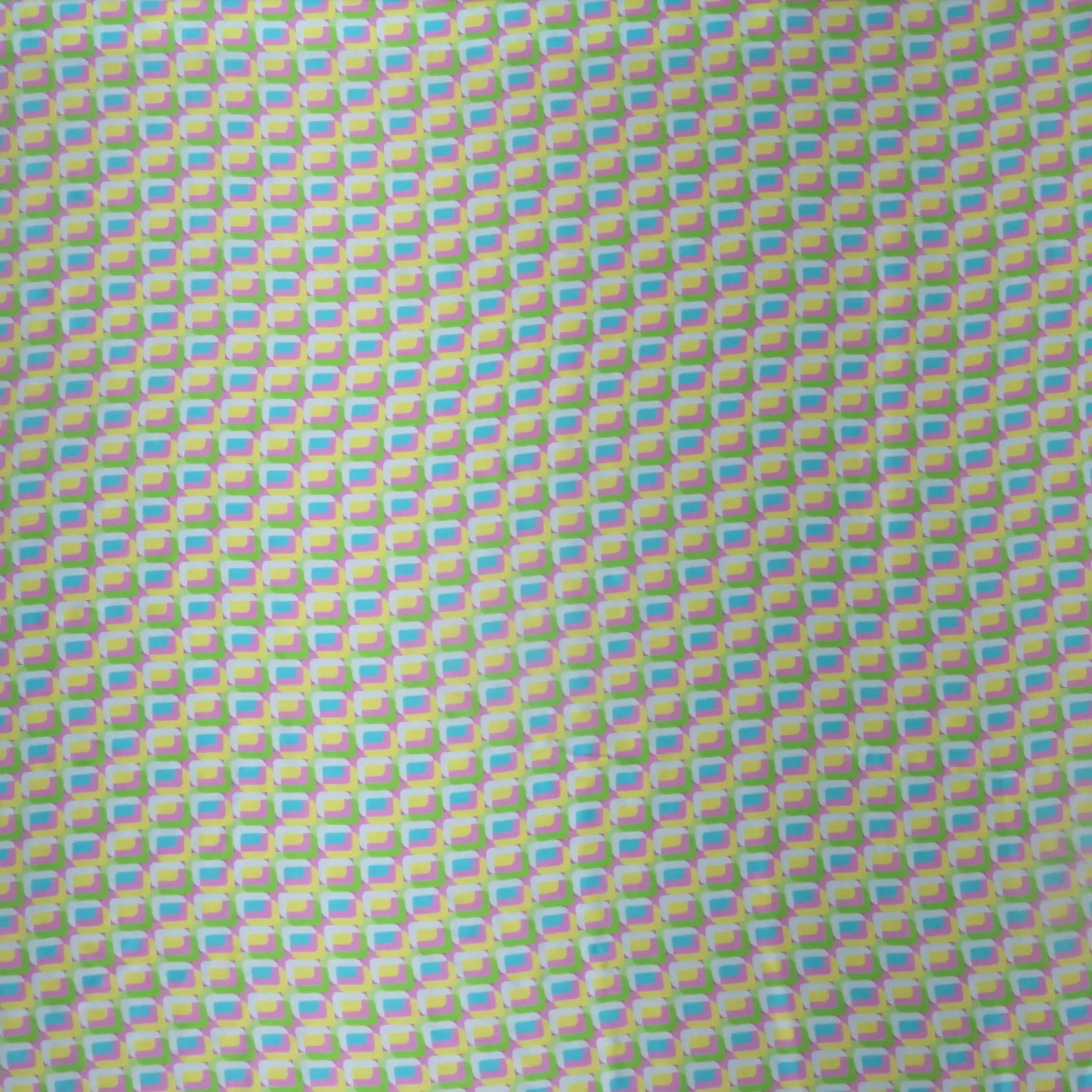 Lavender Yellow & Green Squares Modern Illustration Printed Silk Charmeuse Fabric