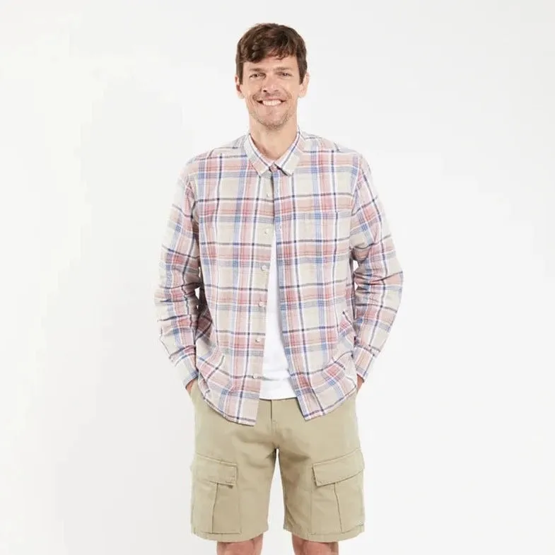 Long Sleeve Button Up Shirt (Carreaux Beige)